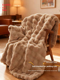 Winter Thickened Rabbit Fur Blanket, Casual Throw Blanket, Light Luxury High-End Sofa Blanket, Office Nap Blanket
