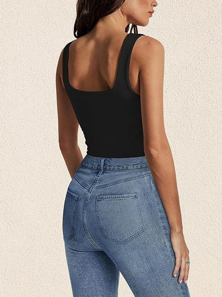 Womens Square Neck Sleeveless Slim Fit Top