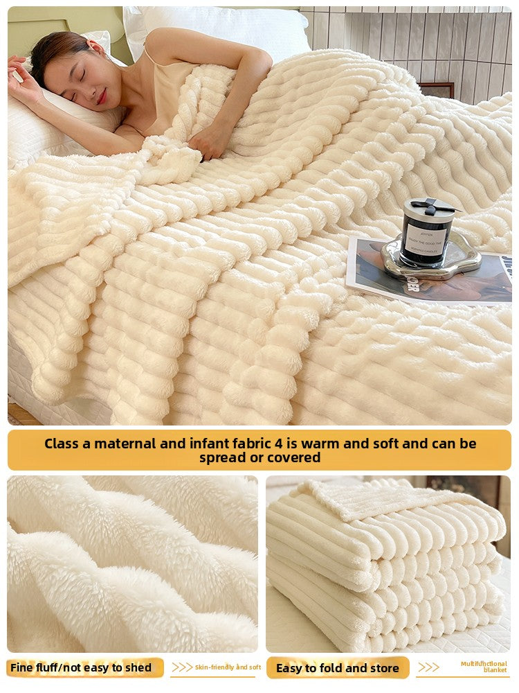 Winter Thickened Rabbit Fur Blanket, Casual Throw Blanket, Light Luxury High-End Sofa Blanket, Office Nap Blanket